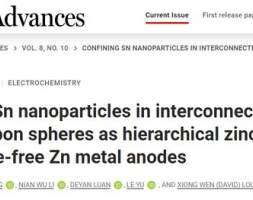N掺杂空心碳球纤维负载Sn纳米颗粒作为骨架实现无枝晶锌金属负极
